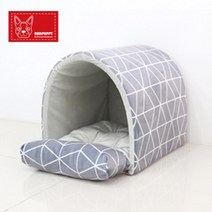 윌튼 동글이하우스 패턴그레이 대형 강아지집 애견 시추 댕댕이 비숑