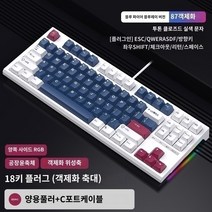 키보드공방 RKR87 기계식 키보드 R104 유선 RGB 맞춤형 87 키 컴퓨터 노트북 게임 게임 핫 스왑 가능, E.K백축, E.R87 블루 파이어 블루 라이트-18 키 플러그 P, 텐키리스