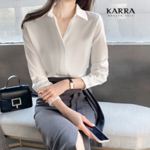 카라 KARRA 실키카라히든버튼블라우스_KB3SBL056C