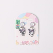 마이멜로디 쿠로미 산리오 가방 어린이선물 Kawaii Kuromi-마이 멜로디 시나모롤 귀여운 아크릴 귀 클립 여성 애니메이션 Sanrioed 소녀 하트 어린이 귀걸이 선물