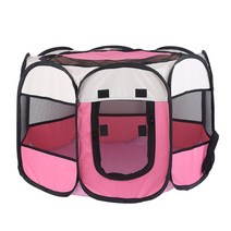 루프 탑 텐트 차량 용 어닝 하드 foldable dog playpen 휴대 애완 동물 케이지 이동식 메쉬 커버 접이식 실내 야외 집 지퍼 dog play pen, 로즈 레드, 91x91x58cm