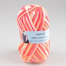 자이언트얀 뜨개질 Tprpyn 1pc 50g 100m 우유 면화 원사 혼합 소모사 크로 원사 무지개 라인 스레드 니트 diy, 12예 펑