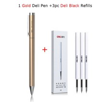 샤오미-델리 메탈 젤 펜 롤러볼 Caneta 볼펜 0.5MM 서명 사무실 학생용 비즈니스 문구 용품, [09] with 3Black Refill
