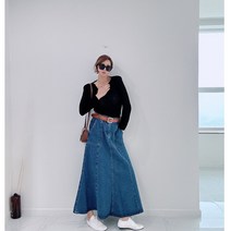 후리아 롱스커트 청스커트 청치마 데님스커트 롱청치마 모든 여성 젊줌마 선호하는 디자인
