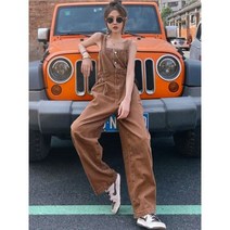 점프 슈트 여성 레트로 올 매치 스트리트웨어 루즈한 데일리 개성 여름 디자인 심플한 퓨어 패션 한국 스타일 데님 여성