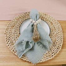천 린넨 디자인 호텔 재사용 리유저블 냅킨 웨딩 테이블 데쿠 파주 42x42cm 국가 더스티 블루 100 면 손수건 소박한 10 피스, [09] 라이트 그린