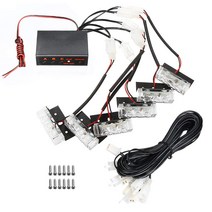 6x3 LED 경고 사용 자동차 스트로브 조명 차량 전면 그릴 비상 점멸등 바 플래시 모드 빨간색/파란색/노란, 08 Red and White