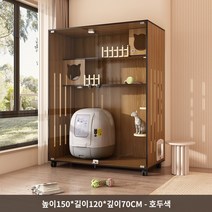 고양이호텔 실내 냥이집 빌라 케이지 사이드 포켓도어 고양이 빌라 고양이 케이지 홈 실내 고양이 집 고양이 집 고양이 캐비닛 고양이 집 초대형 여유 공간 럭셔리 고양이 둥지, 방문 배송 - 자가 설치, 150*120*70 호두 색상(스마트 고양이 배변 상자