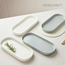 로이첸 타원형 플레이트 접시 도자기 그릇 홈카페 브런치 한식 식기 오벌 플래터, 타원 플레이팅 접시-블루그레이