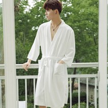 커플 스타일의 목욕 가운 얇은 스타일 여름 호텔 남성 와플 숙녀 한 쌍의 맞춤 잠옷 남성용 긴 잠옷, 크기 :  XL (추천 무게 : 120-140 kg), 색상 분류 :  KL1808 화이트 [남성], NONE