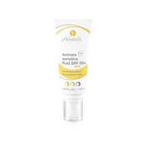AESTHETICO 썬케어 센시티브 플루이드 SPF 50+ 자외선 차단 매우 높은 얼굴용 선크림 모든 피부용 빠르게 흡수 잔여물 없음 무향 100 ml