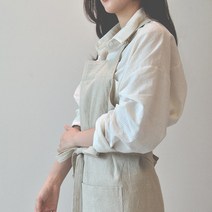 오가닉라이프 린넨 앞치마 모음 원피스형 앞치마 예쁜 앞치마 이니셜 자수 나염 가능, 국내산 린넨 D링형 앞치마 베이지, ., .