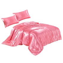 이불 커버 인공 실크 이불 커버 지퍼 잠자는 베개 커버 침구 세트