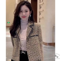 노카라트위드자켓 반코트 크롭 카라 숏자켓 블랙 핑크베이지