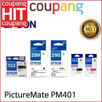 엡손 엡손 정품잉크 T320070 PictureMate PM401용 포토용지+4색 1세트, 1