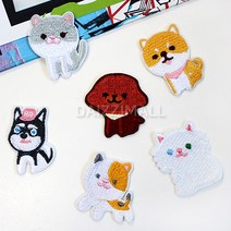 다이찌몰 귀여운 강아지 6종 와펜 동물 자수 패치 열접착, 1개, 귀여운강아지D