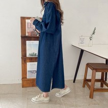 커스텀에이블 데일리 루즈핏 데님 롱 원피스 C2302OP046A