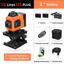 전자식 레드 그린 레이저 레벨기 다기능 레이저 수평기 회전레벨기 1612 라인 라이트, 1-B형 16라인 미국