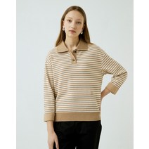 22SS 베이지 스트라이프 면 긴팔카라티셔츠 HSTS2B310I2