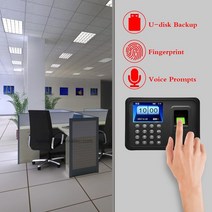 출퇴근기록기생체 인식 지문 출석 기계 LCD 디스플레이 USB DC 5V/1A 시간 시계 레코더 직원 확인용, 03 EU Plug
