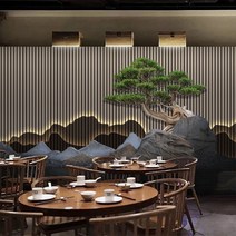 수입 벽지 고급 3d 인테리어 중국식 일본식 레스토랑, 실크 천/평방 미터(전체 시트), 벽지+접착제