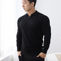 남자 머슬핏 오픈 카라 니트