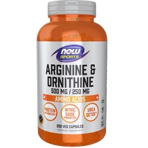 나우 푸드 스포츠 아르기닌 오르니틴 500 mg/250 mg 250베지캡슐, 1통, 250 배지캡슐
