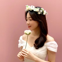 뷰티풀데코센스 셀프 웨딩 아기 화관 꽃팔찌 부토니에 브라이덜샤워 부케 베이비 신생아 50일 100일, 블루메르(HI078)