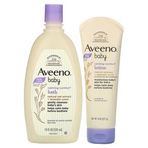 Aveeno (아비노) Aveeno 베이비 진정 효과가 있는 목욕 + 로션 세트 라벤더 및 바닐라 2종 세트, 3개