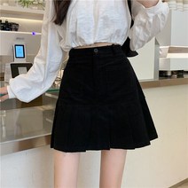 여성 코듀로이 스커트 골덴 치마 풍미 레트 코듀이 플리츠 여성용 큰 사이즈 하이