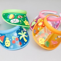 PVC 썬캡꾸미기 모자 물놀이 선캡 패키지 여름 스티커, PVC썬캡_초록, 투명스티커_바닷속