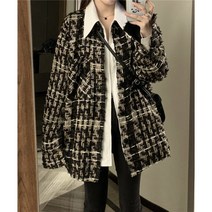 뽀글이 트위드 롱자켓 코디 빅사이즈 봄 린넨 자켓