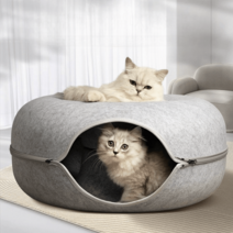 고양이 터널 도넛 블록 바스락 치즈 봉투 팝콘 미로 원목 숨숨 커튼 캣터널 하우스 종이, L, 옵션1