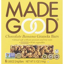 메이드굿 그래놀라 바 24g 글루텐 프리, 초콜릿 바나나(Chocolate Banana), 6개입
