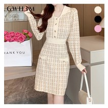 귈림 귈림 골드버튼 카라 체크 니트원피스GBSOP016P