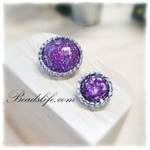 비즈라이프 원형 펄 보석단추, 1개, 22mm퍼플