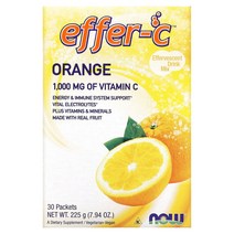 NOW Effer-C 발포성 드링크 믹스 오렌지 1000mg 30패킷 26온스(75g) 각각