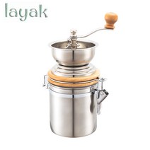 layak 수동 커피그라인더 휴대용 원두 그라인더 핸드밀 스테인레스 스틸 그라인더 커피머신 캠핑 원두그라인더, 은