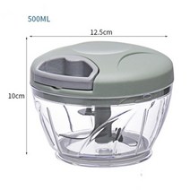 육절기 골절기 무선 만능 다지기 고기써는기계 500/ 00ML 마늘 수동 회전 과일 야채 커터 슬라이서 필러 그라인더 고기, 03 Green 500 ML