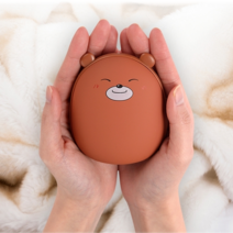 3600mAh 야외 여행 캠핑 휴대 용 USB 전기 충전식 멀티 양면 겨 겨울 귀여운 이쁜 곰돌이 여자친구 여친 선물 무선 오래가는 손난로 핫팩 보조 밧데리 배터리, 브라운, SS-3600