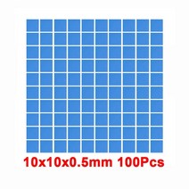 컴퓨터 쿨러 쿨링 냉각 팬 본체 쿨러 rgeek 100 pcs 블루 10mm10mm1mm gpu cpu 방열판 전도성 실리콘 패드 열 패드, 10x10x0.5mm x 100개