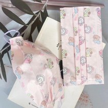 귀여운 키티 마스크 캐릭터 고양이 패턴 무늬 성인 3중 보호 일회용 부직포 마스크, D, 17.5x9.5cm개
