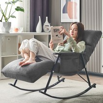 흔들의자 소파 1인용 다이닝 패브릭 이케아 리클라이너 편한 독서 안락 의자 스윙 릴렉스 체어, 린넨, 그레이