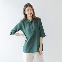여성 데일리 인견 라운드카라 정장 단색블라우스