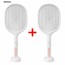 2022최신형 1+1 USB충전식 초강력 전기모기채 모기트랩모드 모기퇴치기 디지털 디스플레이 전기모기채 Reioduey, 2P