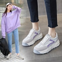 여성 키높이 운동화 가죽 런닝화 7CM 통굽 경량 스포츠화 여자키높이운동화 인박카072