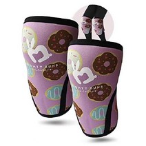 Mighty Buns 무릎 소매 고성능 역도 스쿼트용 압박 슬리브 파워리프팅 크로스핏, 핑크 도넛