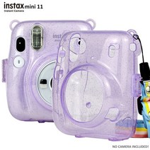 fujifilm instax mini 11987+7s7c407090liplay용 투명 케이스 크리스탈 글리터 백 정사각형 sq120 즉석 필름 카메라, mini11 퍼플 글리터