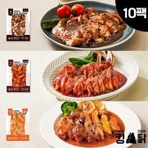 킹닭 껍질없는 한입 닭다리살 200g x 10팩 통닭다리살 통다리살 슬라이스 닭다리 순살, 혼합구성(갈비4+숯불3+로제3)