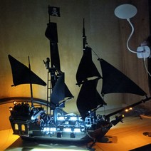 캐리비안의 해적 레고 선박 항해 조립 장난감 선물, 플래그십 블랙펄 + 럭셔리 라이트 세트